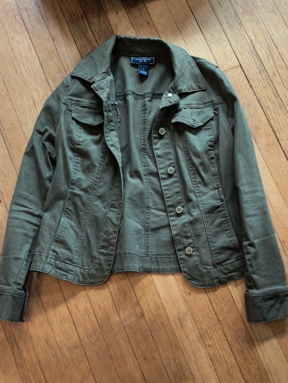 Olive Green Denim-Style Jacket